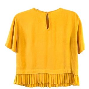 Zara Yellow Pleated Hem Blouse